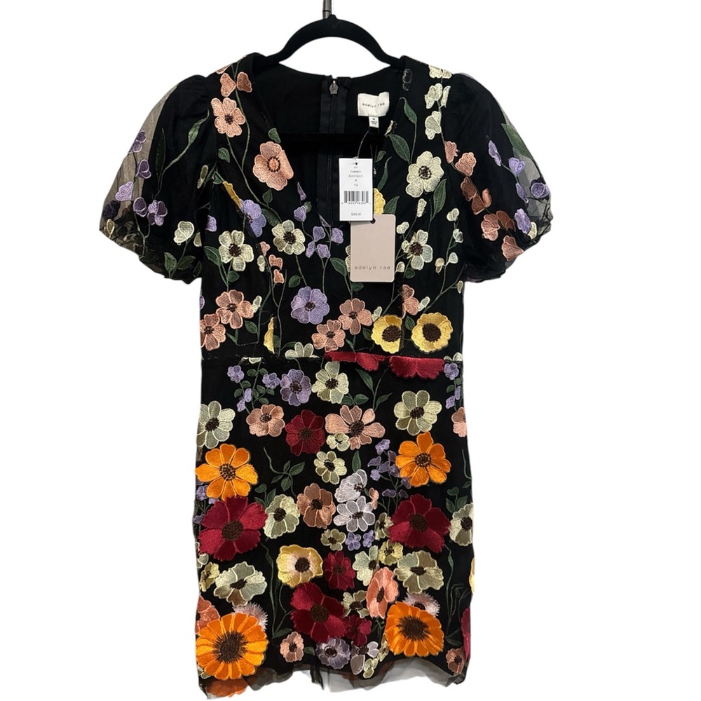 Adelyn Rae Floral Sheath Dress Puff Sleeve Cocktail Dress size Medium
